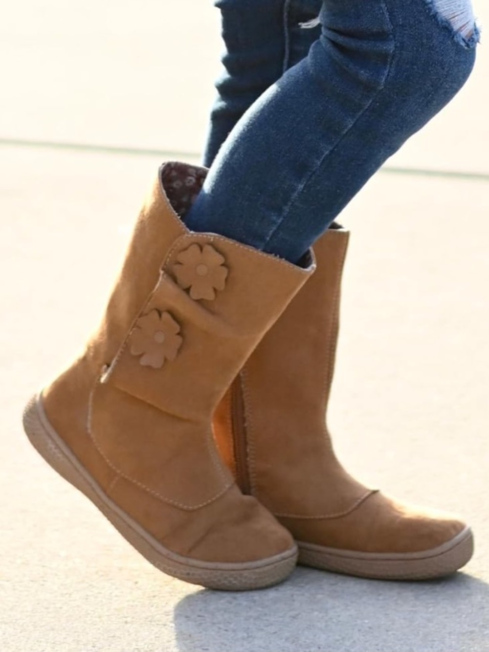 Livie & Luca ruched leather flower boots size 13